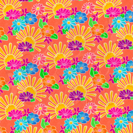 BLOOMIN RAYS ORANGE SEAMLESS