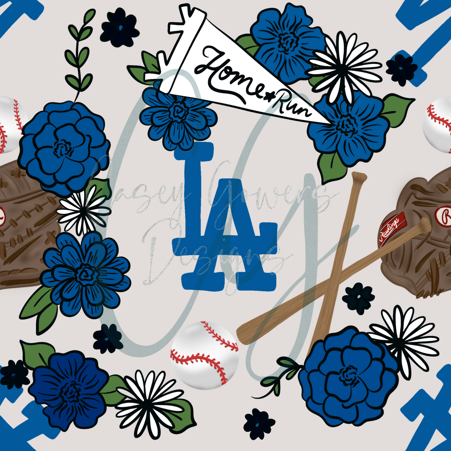 FLORAL DODGERS SEAMLESS