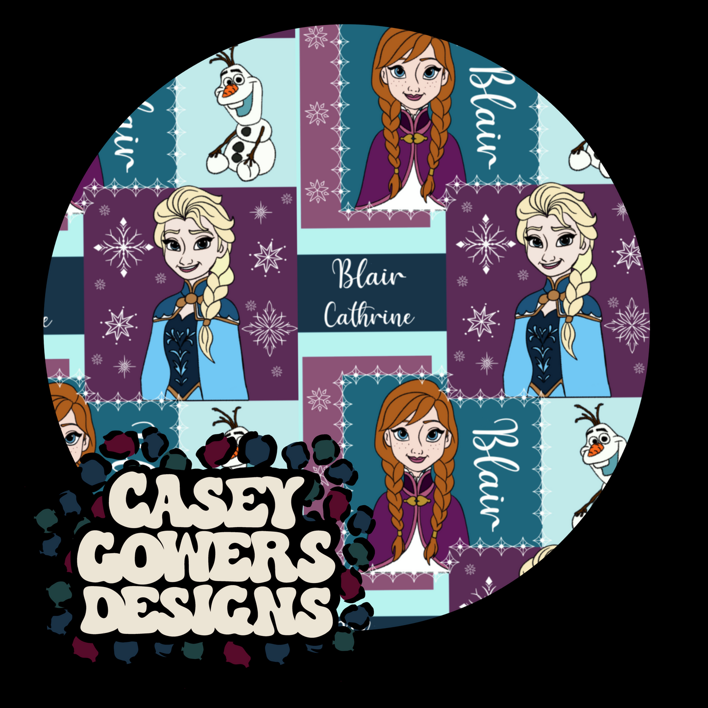 ICE SISTERS BOLD CUSTOMIZABLE NAME SEAMLESS