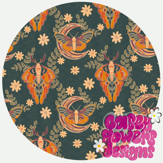 MOON MOTH DARK TEAL SEAMLESS