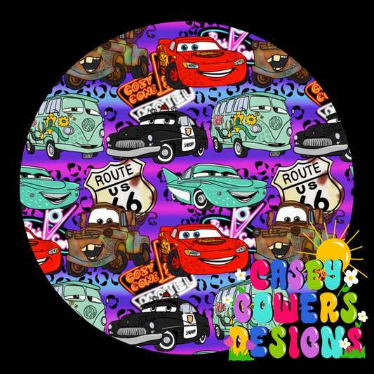 LEOPARD CARS PURPLE SEAMLESS