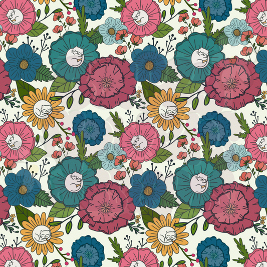 CAT NAP MAUVE FLORAL SEAMLESS SET