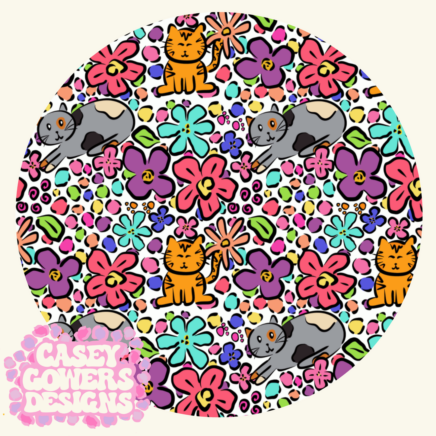 BRIGHT KITTY GARDEN SEAMLESS