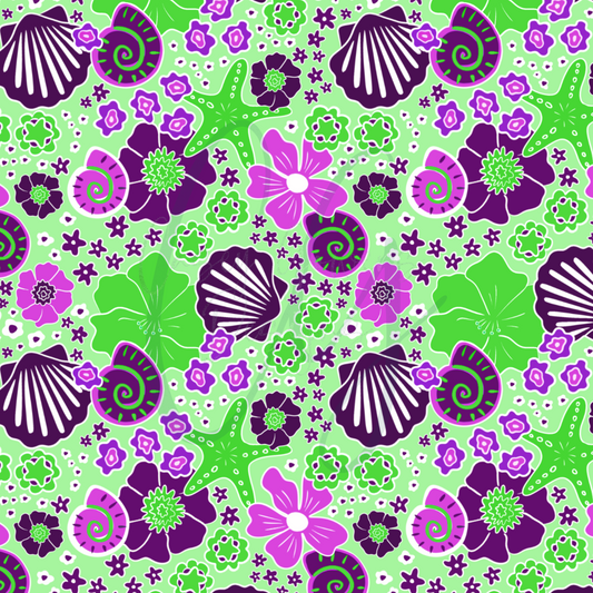 PURPLE SHELL FLORAL with coord SEAMLESS