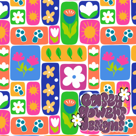COLORFUL BLOCK FLORAL SEAMLESS