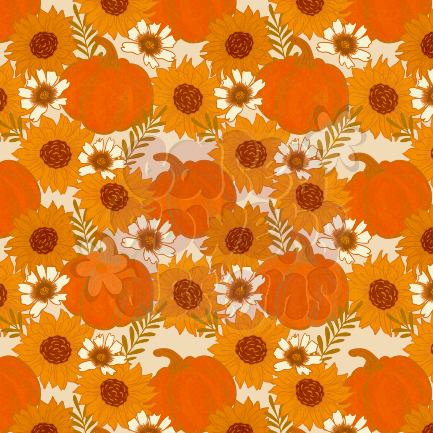 PUMPKIN FLORAL SEAMLESS
