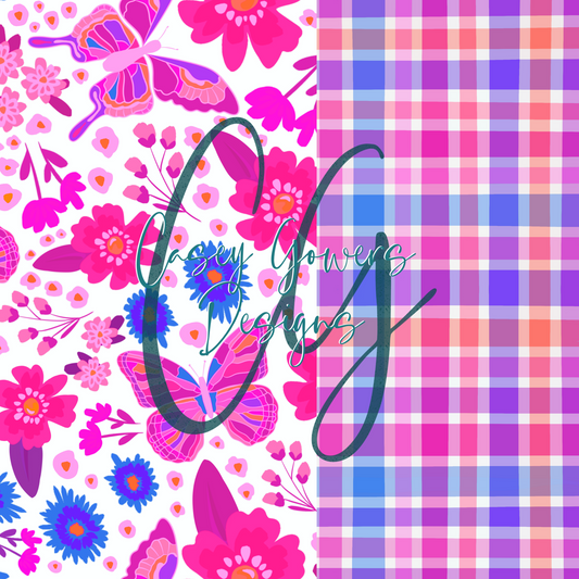 7 FLUTTERBY FLORAL with coord SEAMLESS