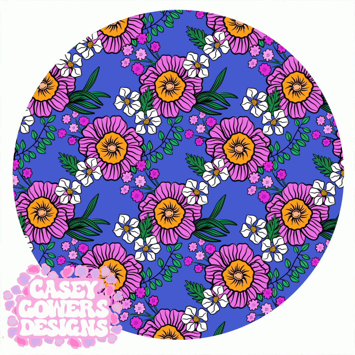 FLOWER FAB BLUE SEAMLESS