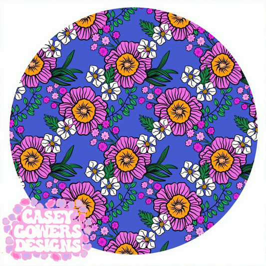 FLOWER FAB BLUE SEAMLESS