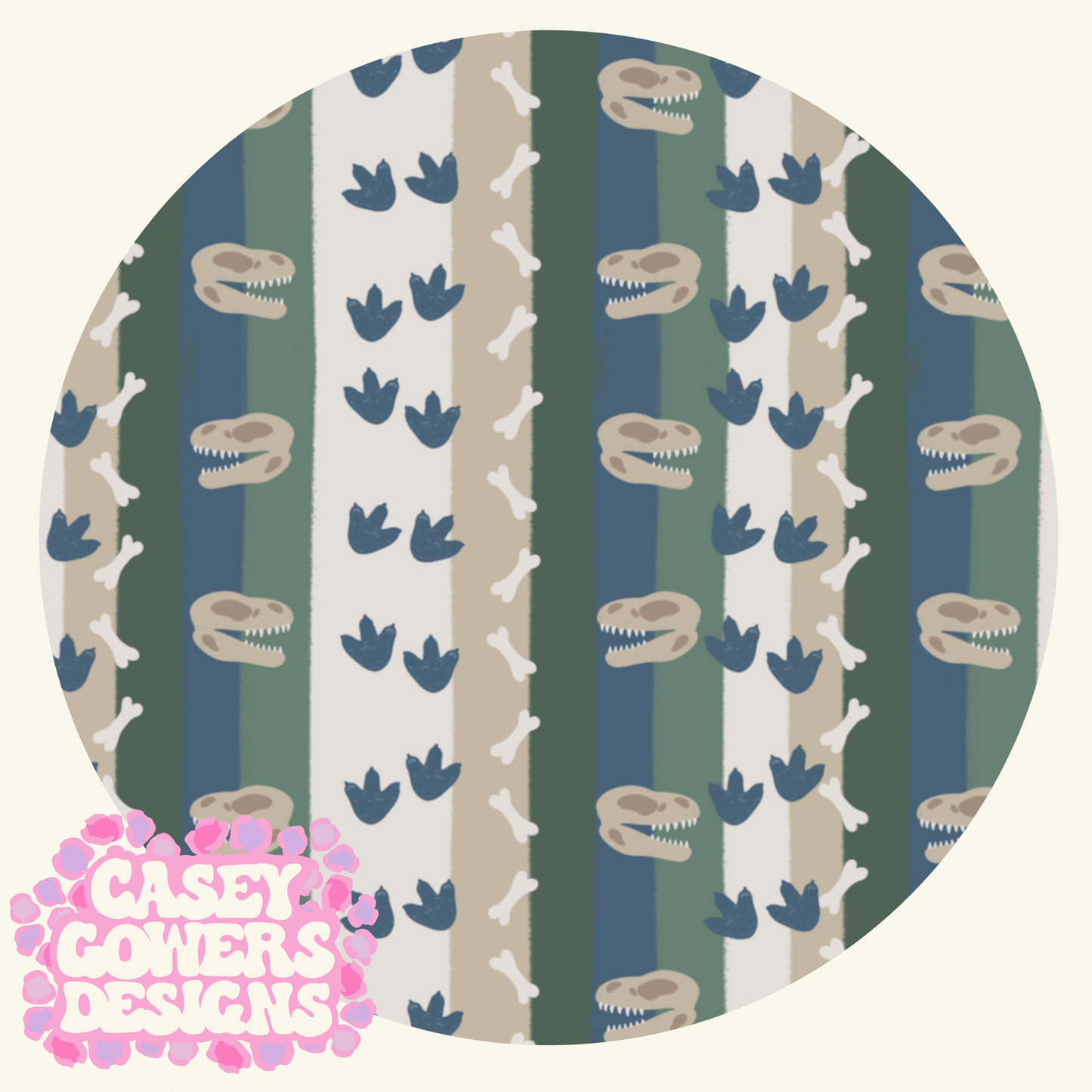 DINO DIG STRIPE GREEN SEAMLESS