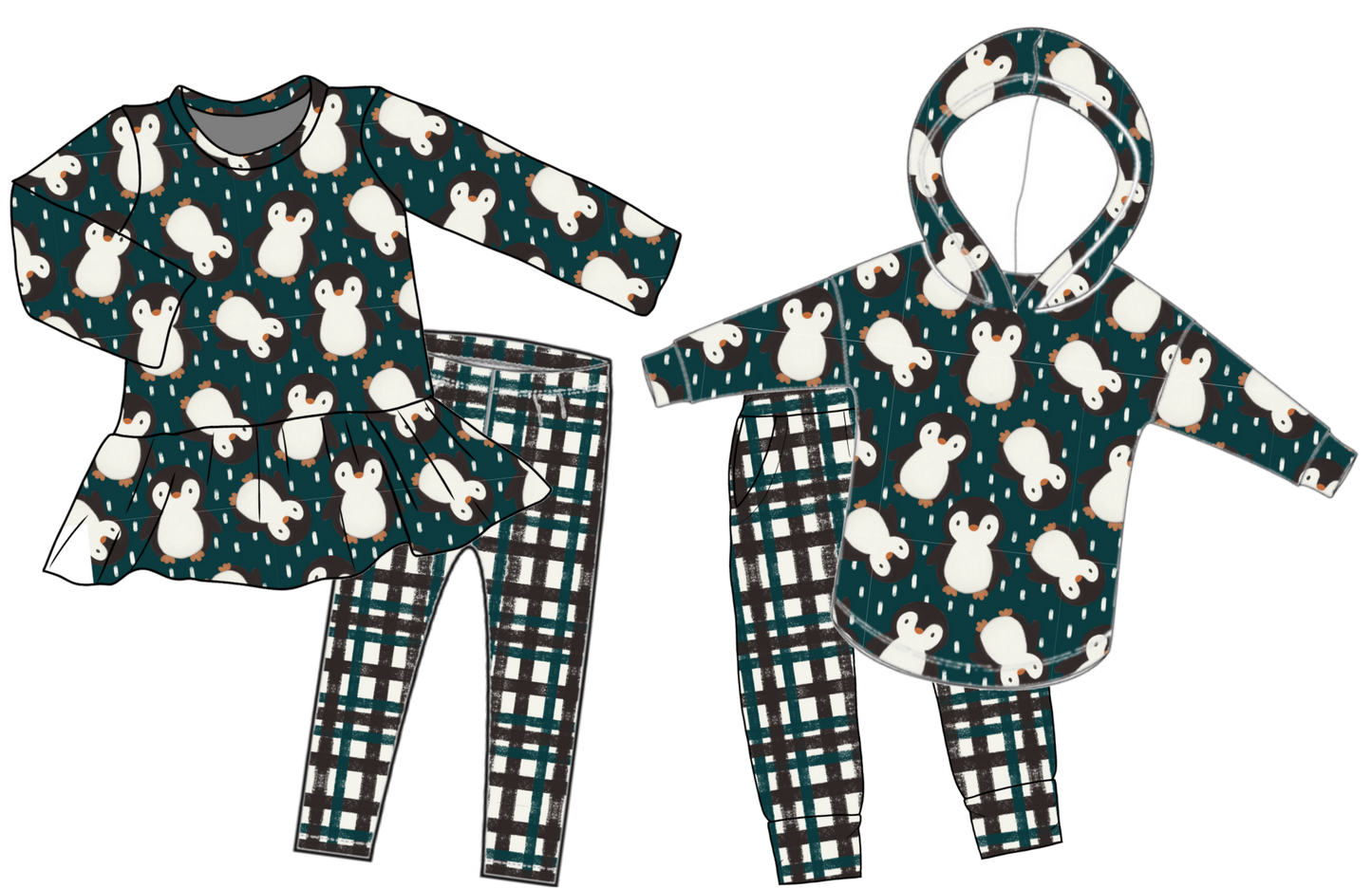 MATCHY MONDAY PENGUINS AND PLAID SEAMLESS SET