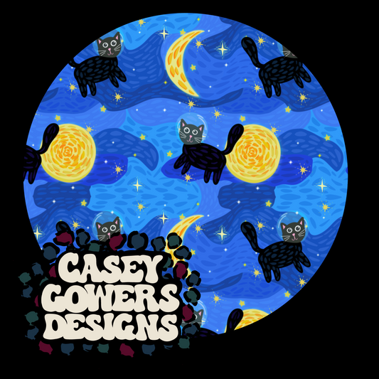 STARRY NIGHT GATO SEAMLESS BLUE