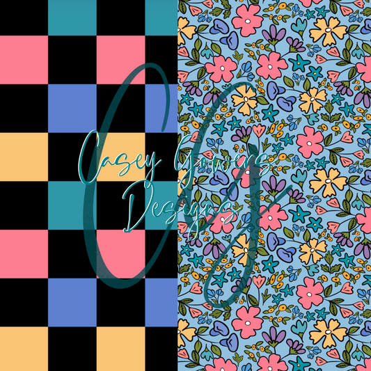 BRIGHT SIDE FLORAL BLUE with coord SEAMLESS