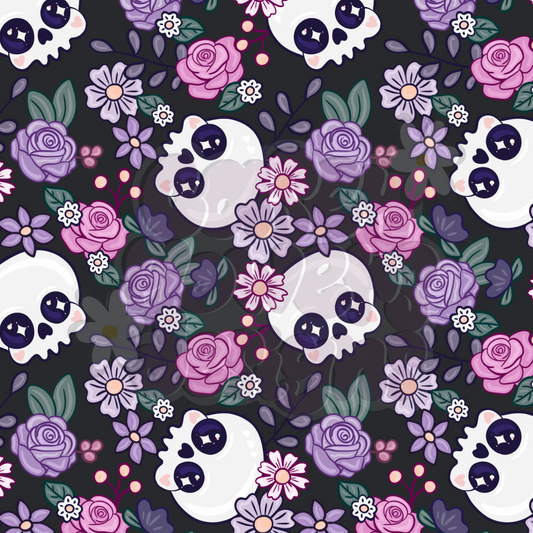 SKULL FLORAL BLACK SEAMLESS and coord