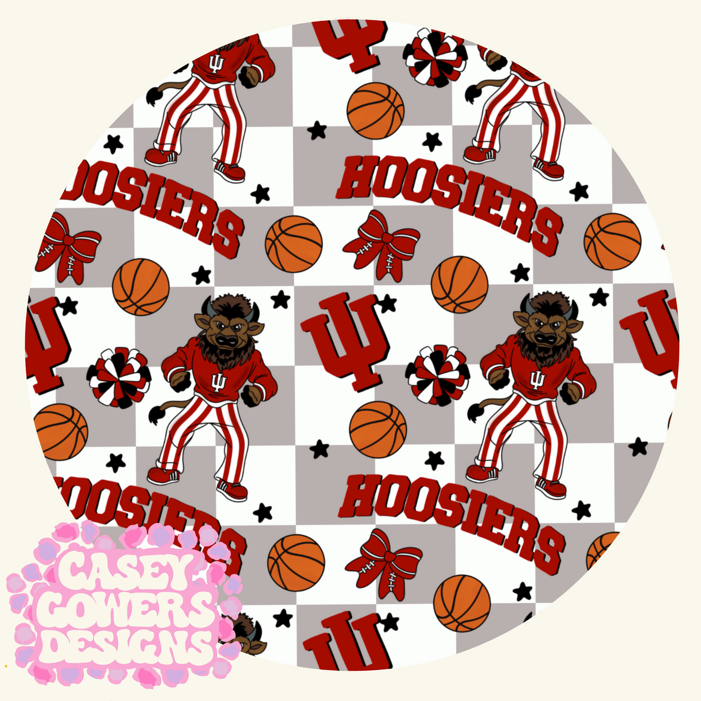 HOOSIERS CHEER BASKETBALL SEAMLESS